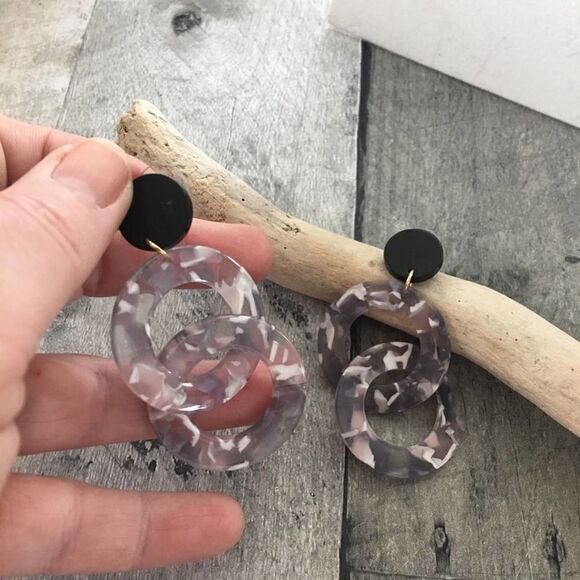 Lucite Double Hoop Earrings - Picture 2 of 5